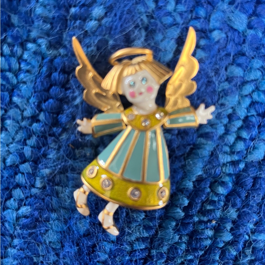 Bob Mackie Vintage Enameled Angel Pin Nwot
